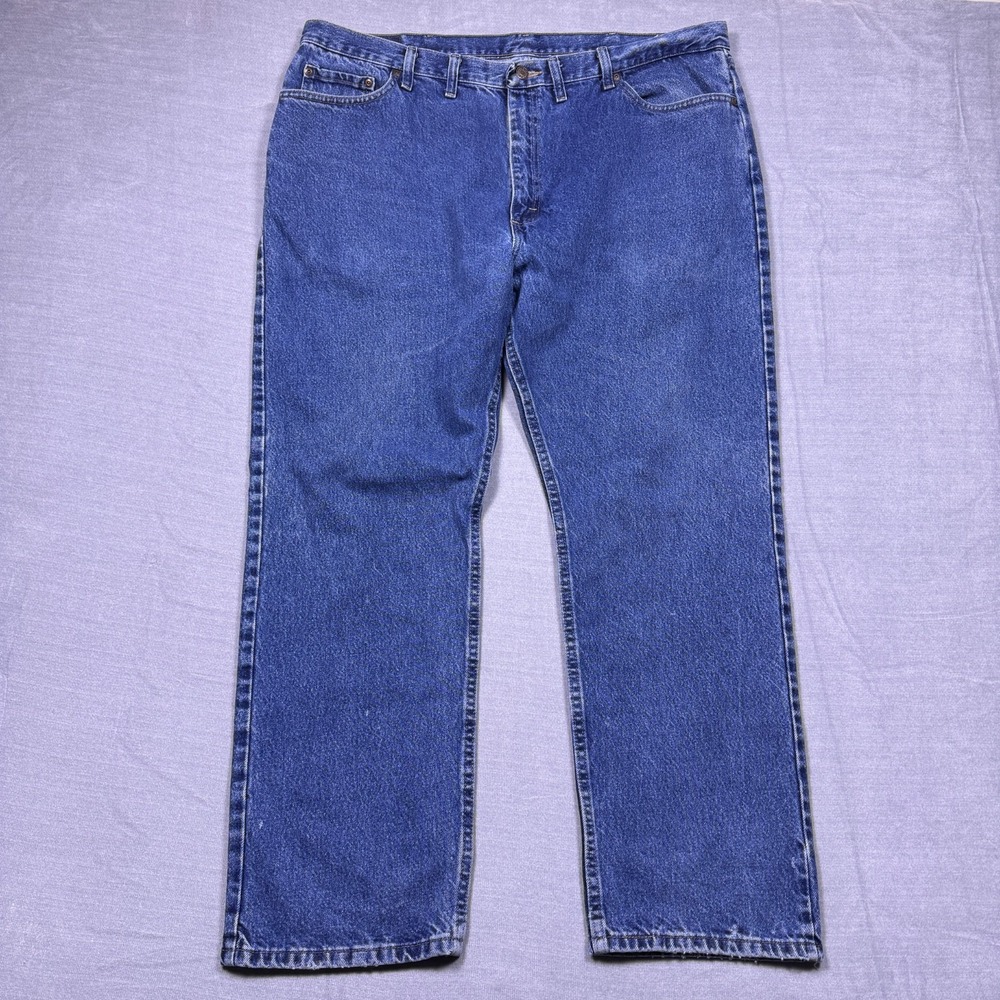 Wrangler‎ Mens Blue Denim Classic Regular Fit Stretch Straight Jeans Size 44x30